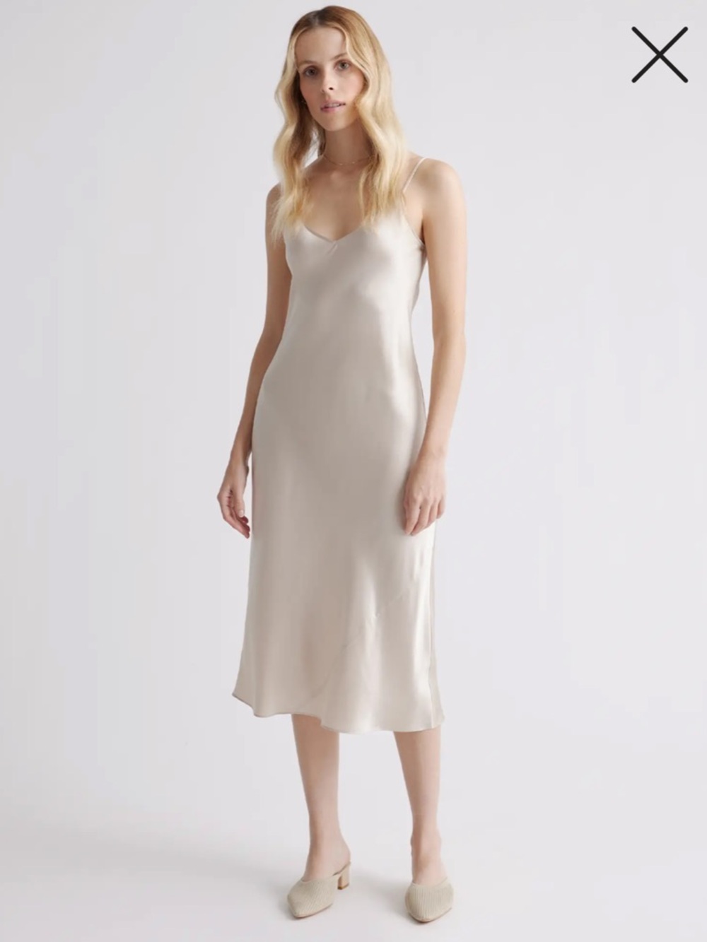NWOT Quince Silk Slip Dress in Champagne